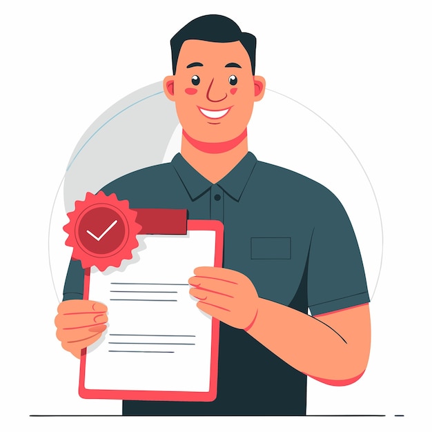Proceso de certificación visualizado con ilustraciones digitales nítidas