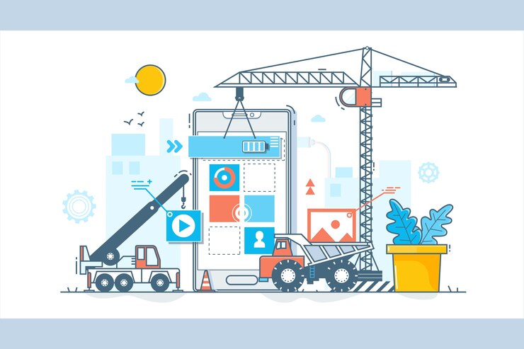 Vector proceso de construcción de interfaz de teléfono inteligente