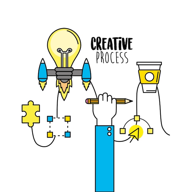 proceso creativo con diseño de iconos de ideas