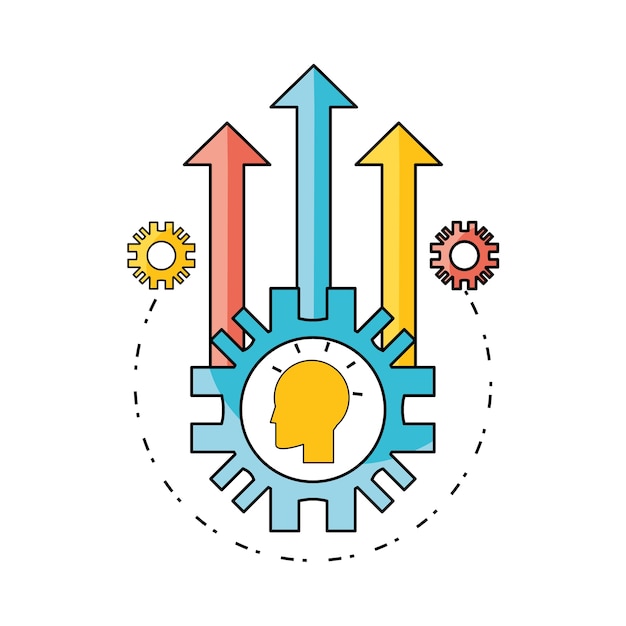 Vector proceso de datos tecnológicos para el desarrollo del trabajo en equipo