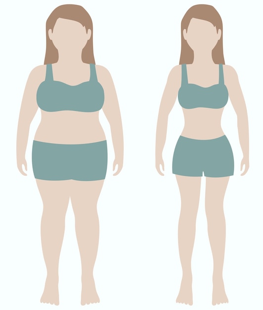 Proceso de dieta. antes y después de la dieta