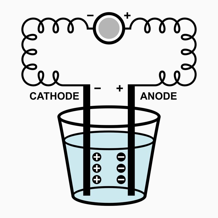 Vector proceso de electrólisis