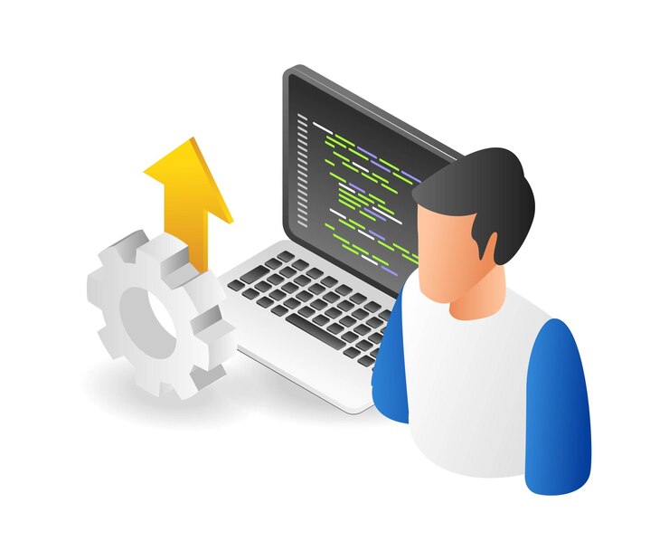 Vector proceso de escritura del programador