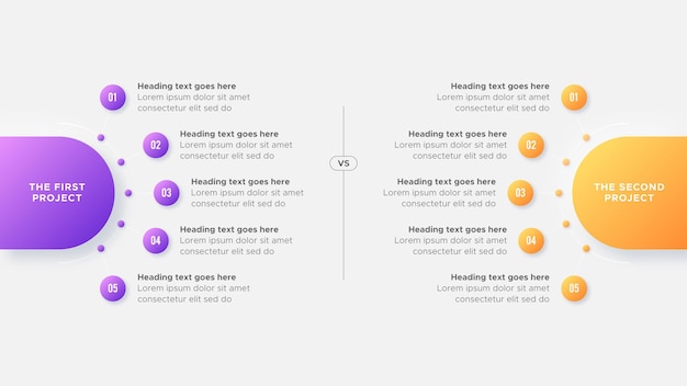 Proceso flujo de trabajo funciones opciones cuadro comparativo diagrama círculos plantilla de diseño infográfico