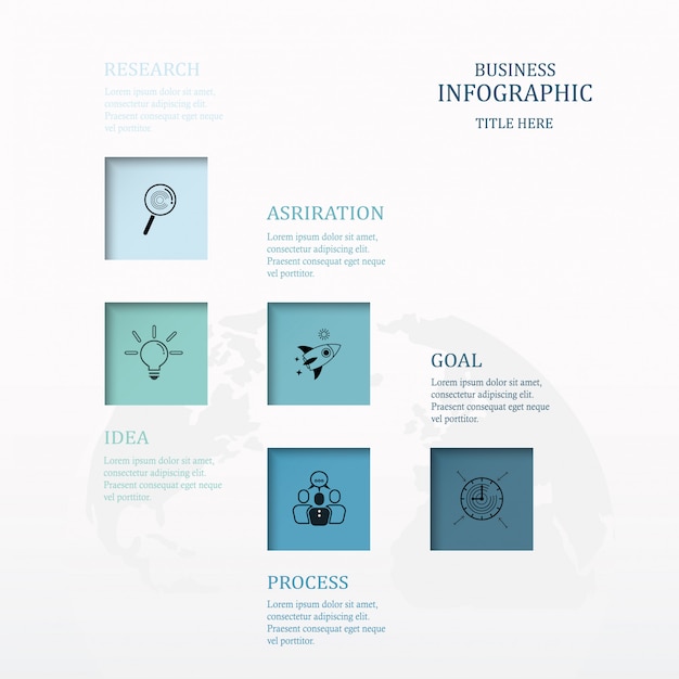 Proceso de infografía cinco o paso.