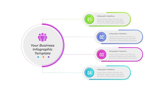 Proceso de infografía empresarial creativa y diseño de presentación.