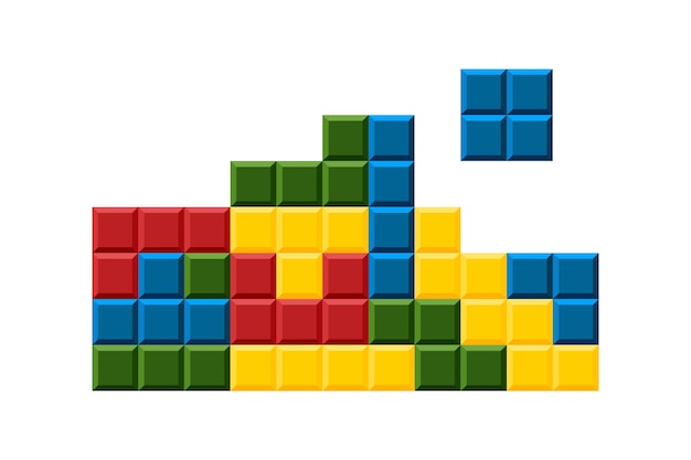 Proceso de juego de Tetris Tetris Game Blocks Ideal para diseños relacionados con juegos Formas coloridas y geométricas