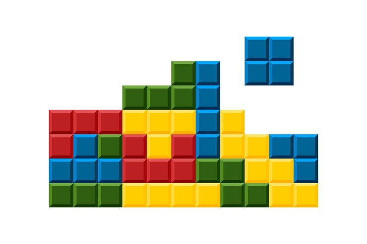 Vector proceso de juego de tetris tetris game blocks ideal para diseños relacionados con juegos formas coloridas y geométricas