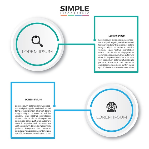 Proceso de línea delgada de infografía empresarial con diseño cuadrado con iconos aislados sobre fondo blanco