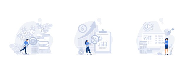 Proceso de negocio documentos flujo de trabajo y contabilidad Hombre mirando a través de una lupa en bill