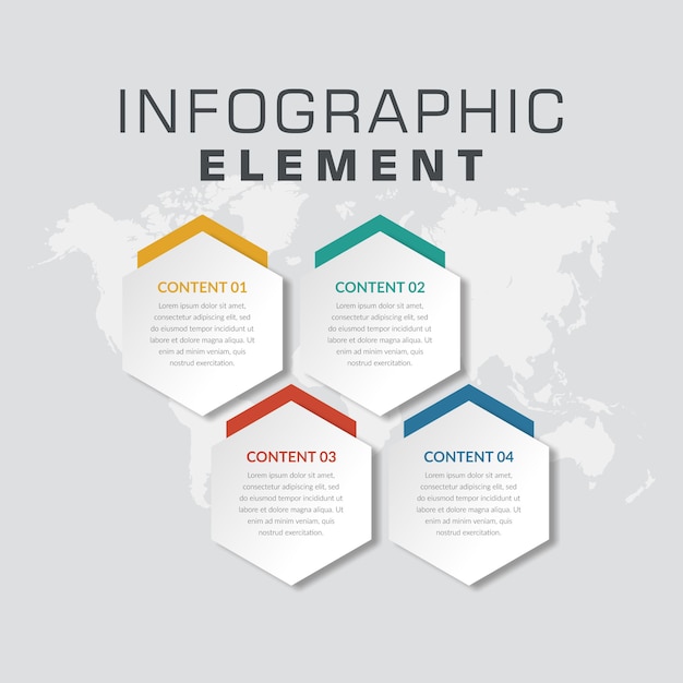 Proceso de negocio de elemento de infografía abstracta de cuatro puntos