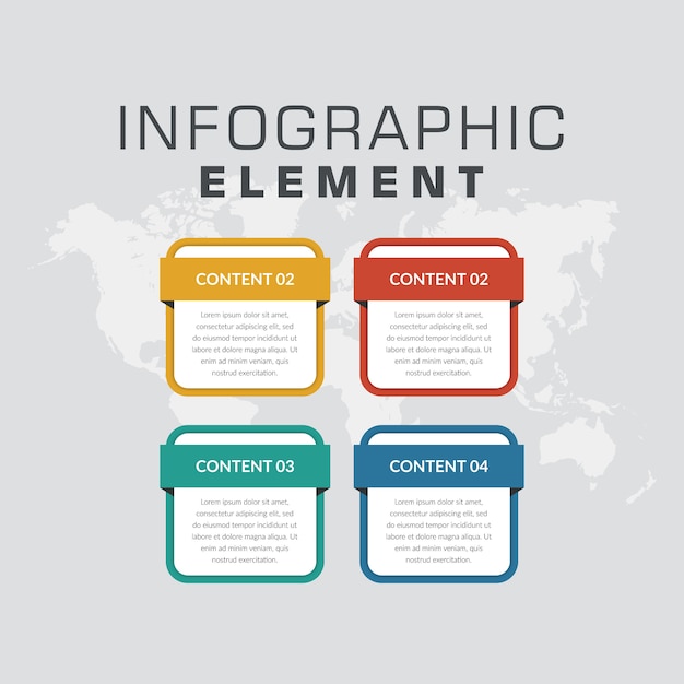 Proceso de negocio de elemento de infografía colorido de cuatro puntos