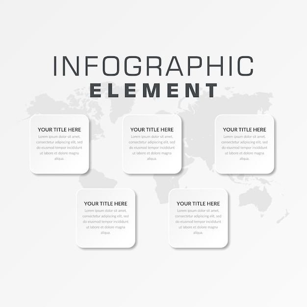 Proceso de negocio de elemento de infografía simple de cinco puntos