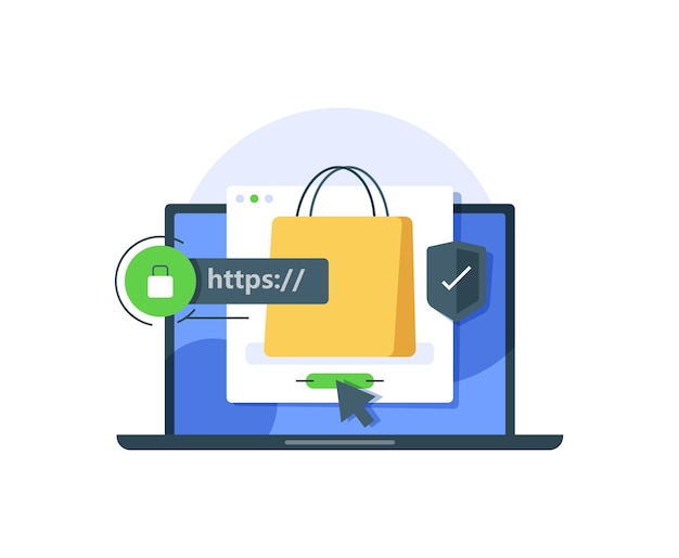 Proceso de pago seguro de comercio electrónico sitio web de comercio con protección SSL pago seguro