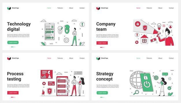 Proceso de prueba de aplicaciones móviles estrategia de campaña de marketing conjunto de tecnología digital de la empresa