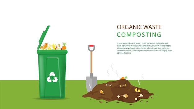 Vector proceso de reciclaje de residuos orgánicos para compost