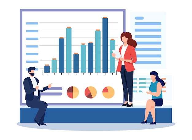 Vector proceso de recopilación de datos de análisis empresarial seguimiento de conversaciones y medición de campañas de marketing