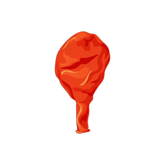 Proceso de soplado de globos de goma Balón de látex no inflado aislado sobre fondo blanco Elemento decorativo de dibujos animados para cumpleaños Ilustración vectorial
