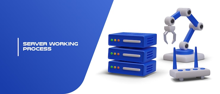 Vector proceso de trabajo del servidor enrutador manipulador programable en rack de servidor