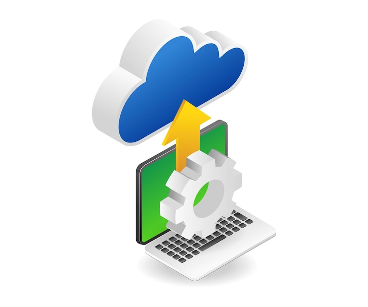 Vector el proceso de transferencia de datos informáticos a un servidor en la nube.