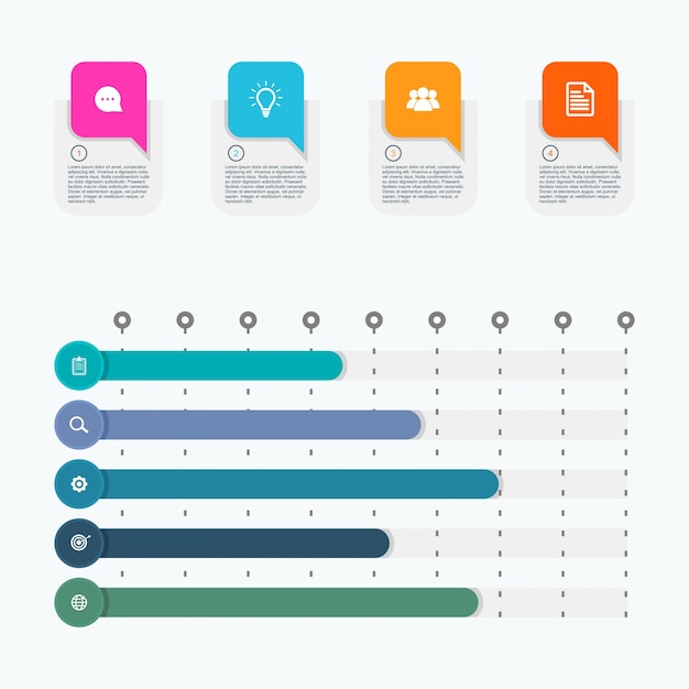 Vector proceso de visualización de datos comerciales de infografía