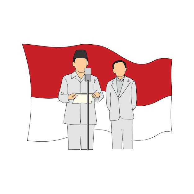 La proclamación de la independencia de Indonesia por Sukarno aislada en blanco
