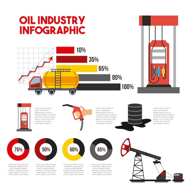 Producción infographic del barril de gas del transporte de la industria petrolera