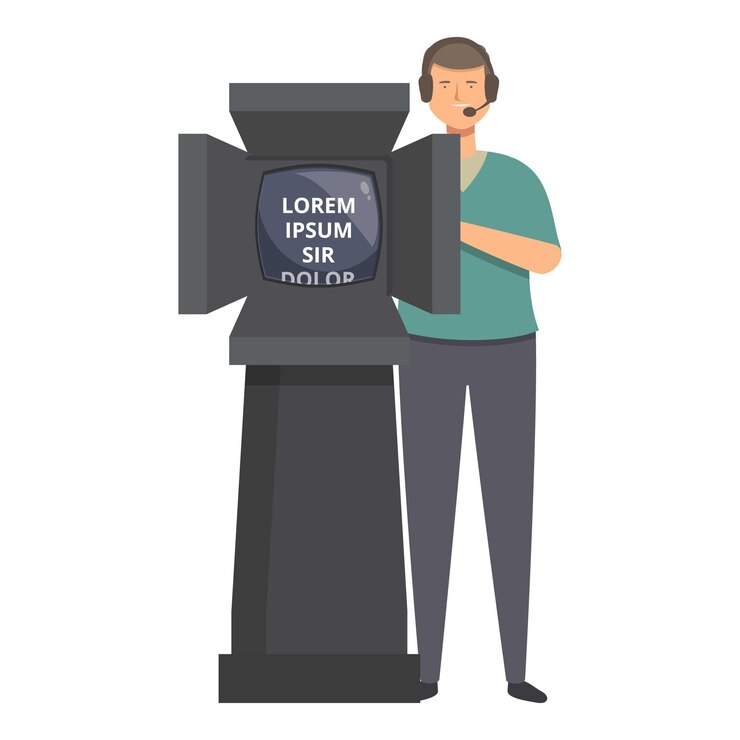 Vector producción de noticias teleprompter icono vector de dibujos animados anfitrión de medios
