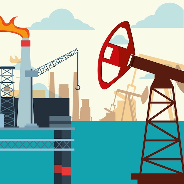 producción de la plataforma de la bomba de la industria petrolera en el mar