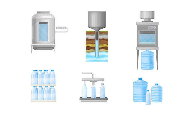 Producción y purificación de agua potable con tratamiento de extracción y vector de embotellado