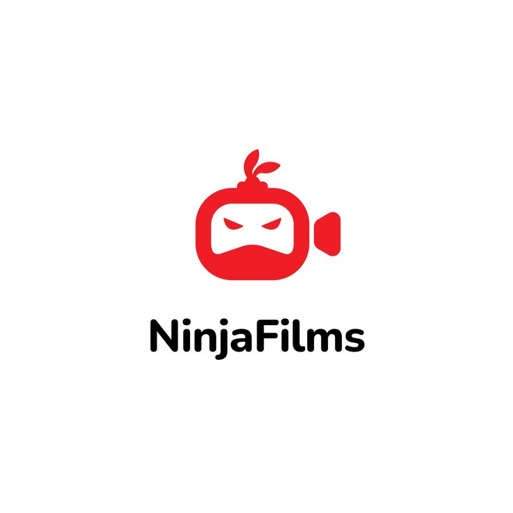 producción de video de película ninja diseño de logotipo de cine plantilla formato vectorial ilustarion