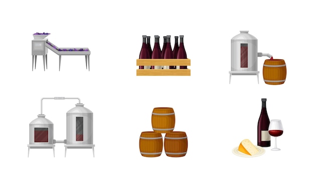 Producción de vino de uva con fermentación alcohólica y vertido en barricas de madera