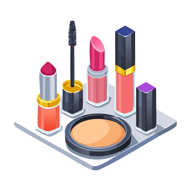 Producto cosmético de maquillaje en archivo vectorial de fondo blanco
