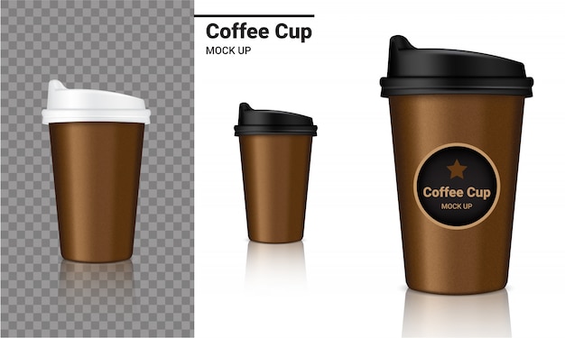 Vector producto de empaquetado realista de la taza de café de la maqueta