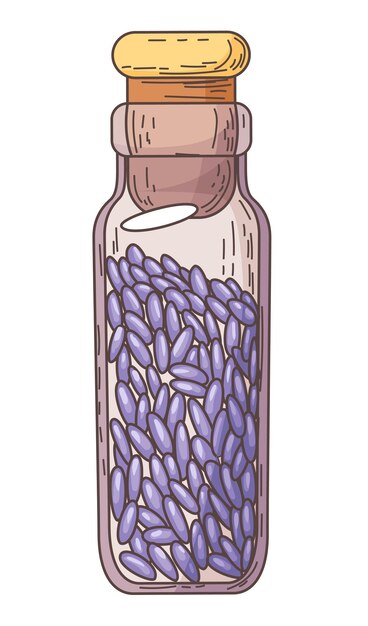 Producto de lavanda o souvenir provenzal Cosmética natural de flores de lavanda Aromaterapia vintage y spa Producto para el cuidado de la piel Ilustración vectorial aislada sobre fondo blanco
