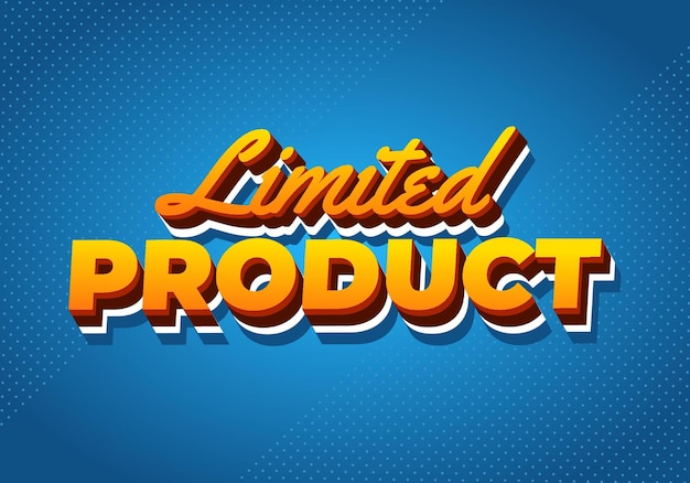 Producto limitado Efecto de texto en estilo 3D en color amarillo naranja azul