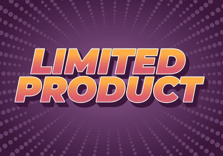 Vector producto limitado efecto de texto en estilo 3d en colores púrpura naranja
