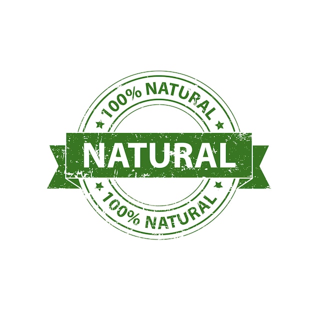 Vector producto natural solo ingredientes naturales sello icono de producto orgánico eco emblema etiqueta verde