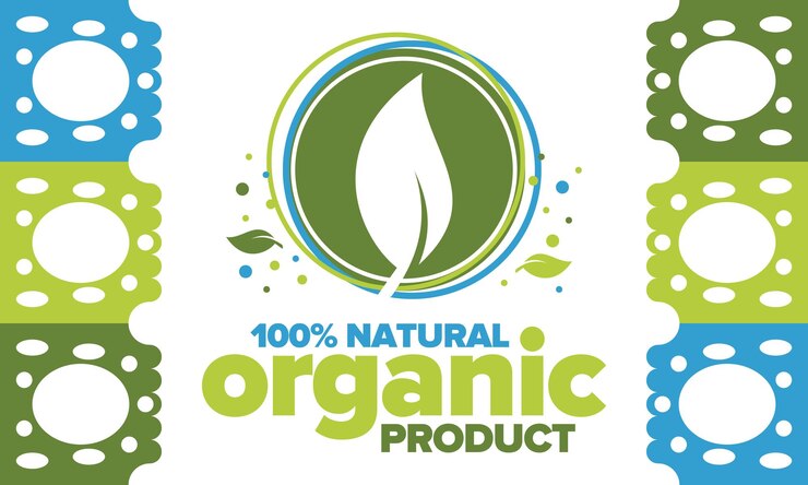 Vector producto orgánico 100 natural y fresco de calidad biológica premium hoja verde ecológica cero residuos