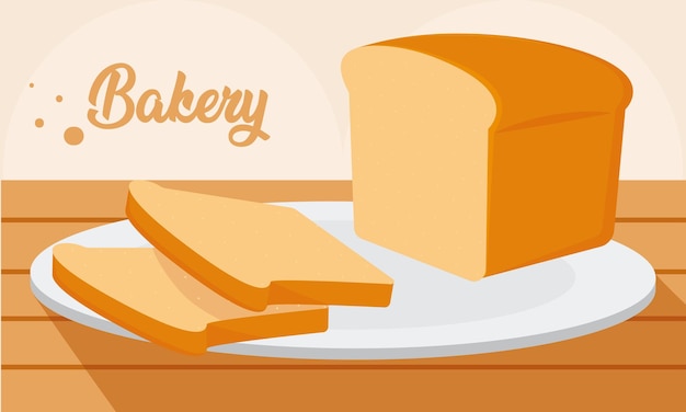 Vector producto de panadería de pan aislado en una mesa ilustración vectorial