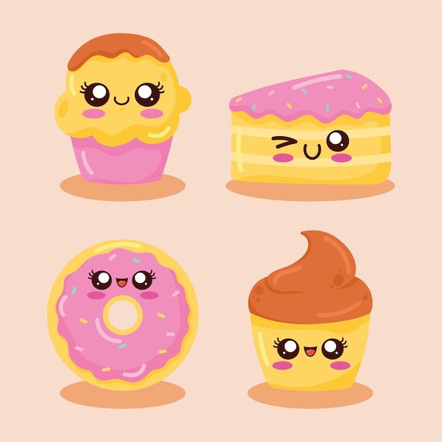 Vector producto de pastelería dulce kawaii