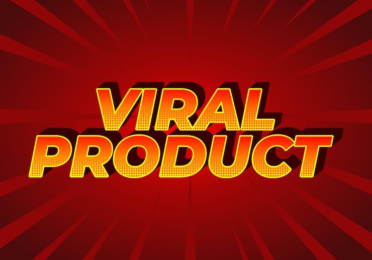 Vector producto viral efecto de texto para artículos publicitarios o necesidades de redes sociales en estilo 3d
