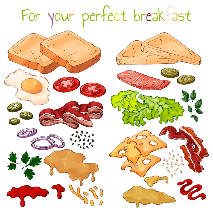 Vector productos para cocinar sándwiches.