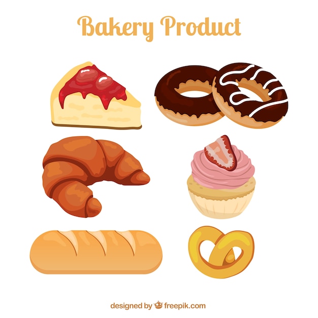 Vector productos deliciosos de panadería