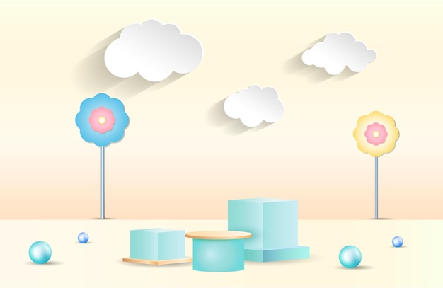 productos de fondo 3D escena de podio mínimo con la plataforma geométrica