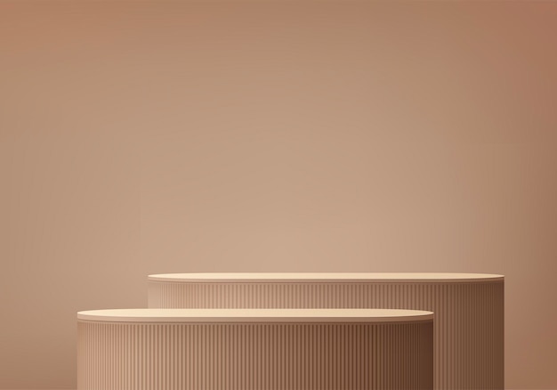 productos de fondo 3d exhiben escena de podio con plataforma geométrica fondo vectorial renderización 3d con soporte de podio para mostrar productos cosméticos vitrina de escenario en pedestal exhibición estudio beige