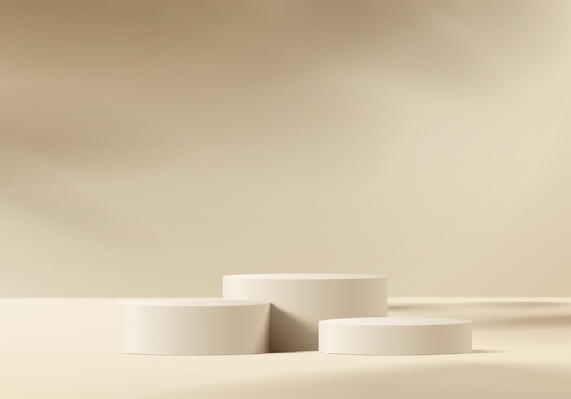 productos de fondo 3d exhiben escena de podio con plataforma geométrica fondo vectorial renderización 3d con soporte de podio para mostrar productos cosméticos vitrina de escenario en pedestal exhibición estudio beige