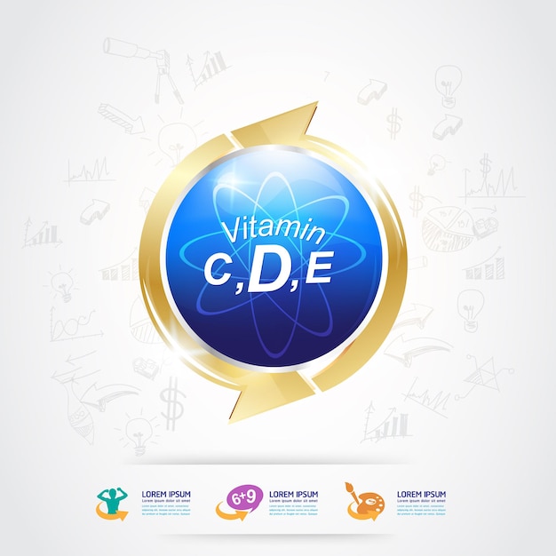 Productos de logotipo de nutrición y vitamina para niños.