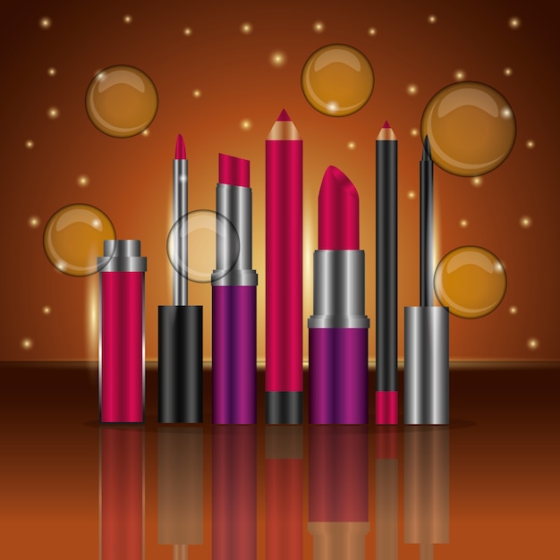 Vector productos de maquillaje cosmético