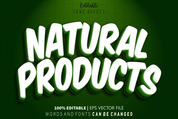Productos Naturales Efecto De Texto Editable Relieve Estilo De Dibujos Animados